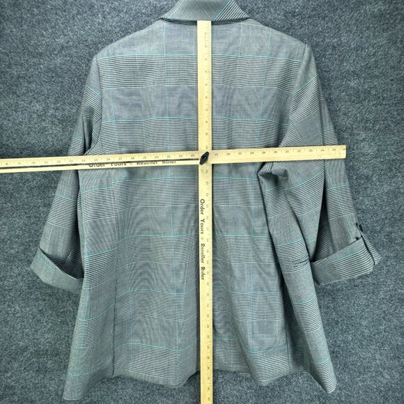 Madison Blazer Womens 2X Black White Glen Plaid Career Academia Open Jacket - Picture 11 of 16